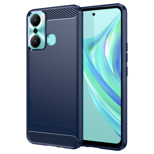 For Infinix Hot 20 Play 4G Carbon Fiber Texture Phone Case Soft TPU Brushed Surface Protective Cover