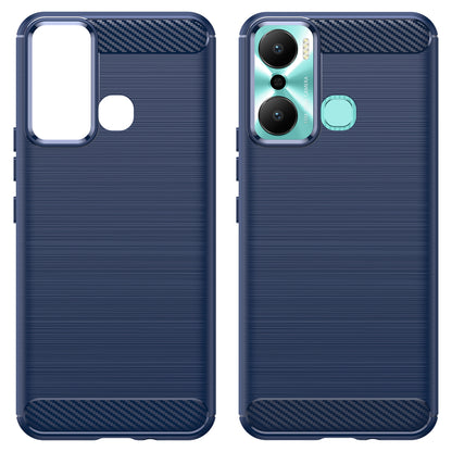 For Infinix Hot 20 Play 4G Carbon Fiber Texture Phone Case Soft TPU Brushed Surface Protective Cover