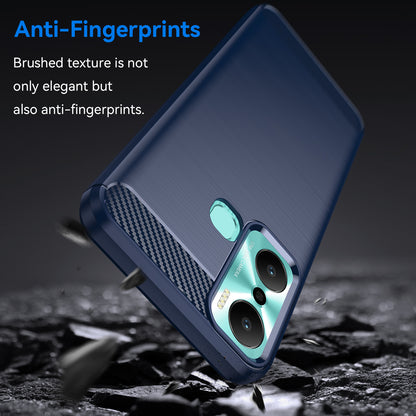 For Infinix Hot 20 Play 4G Carbon Fiber Texture Phone Case Soft TPU Brushed Surface Protective Cover