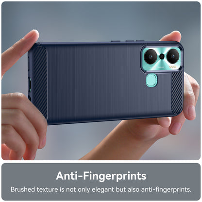 For Infinix Hot 20 Play 4G Carbon Fiber Texture Phone Case Soft TPU Brushed Surface Protective Cover