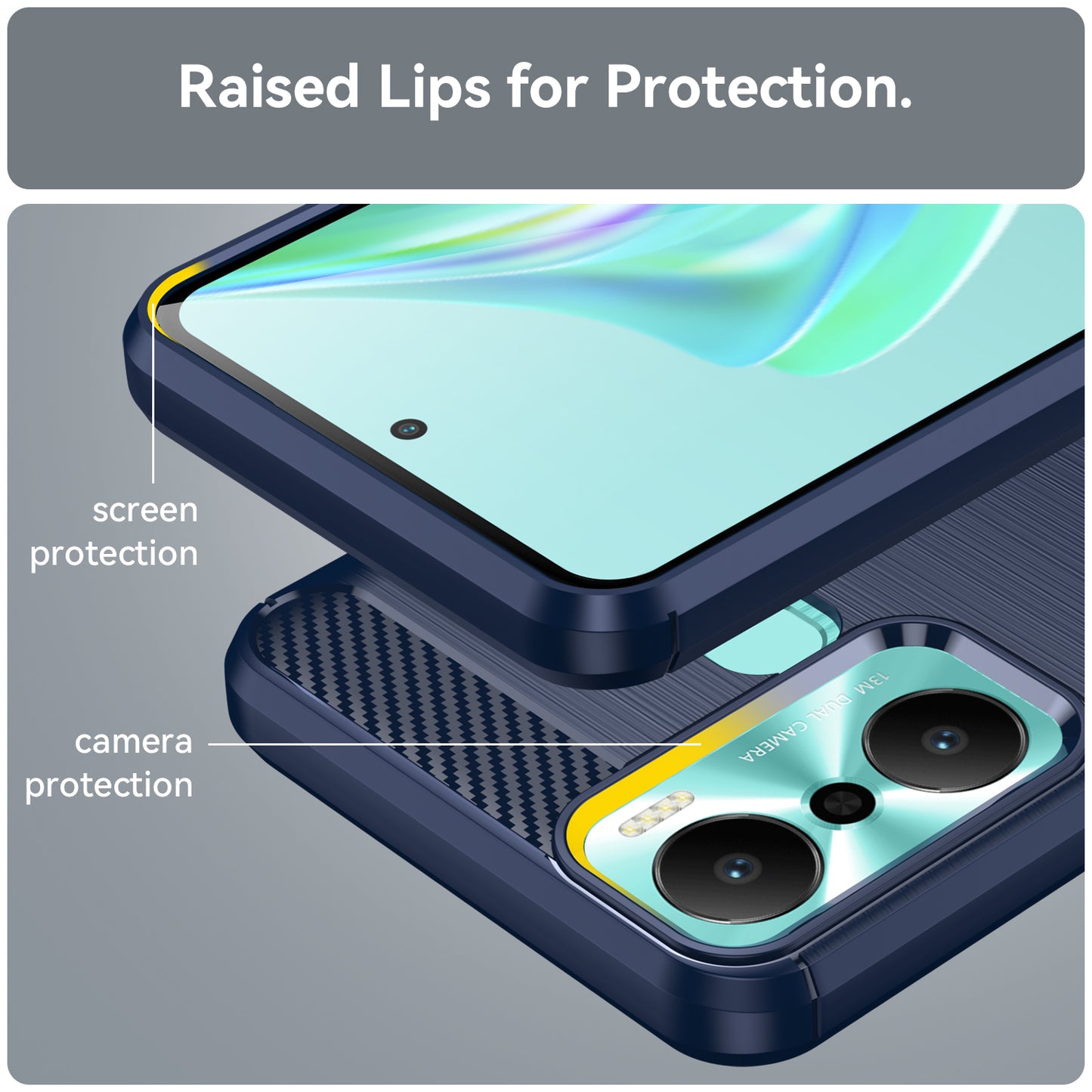 For Infinix Hot 20 Play 4G Carbon Fiber Texture Phone Case Soft TPU Brushed Surface Protective Cover