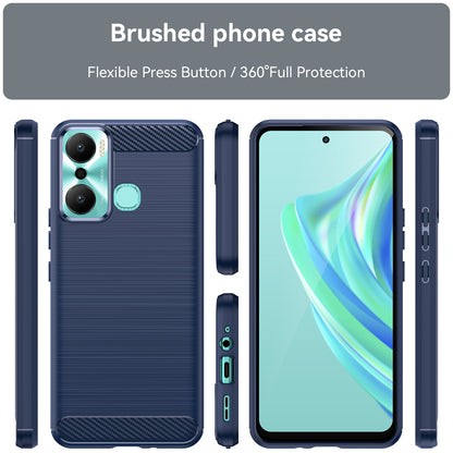 For Infinix Hot 20 Play 4G Carbon Fiber Texture Phone Case Soft TPU Brushed Surface Protective Cover