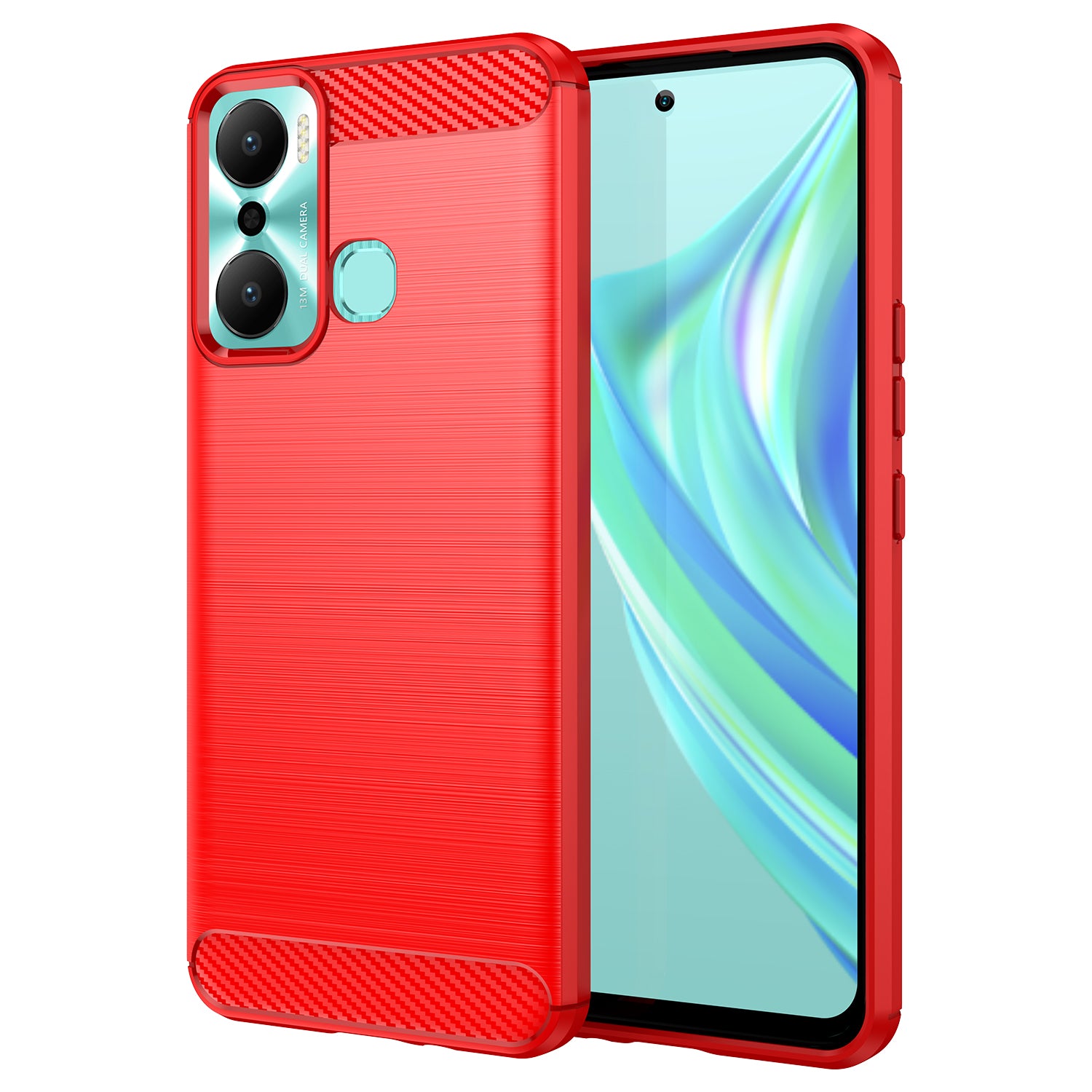 For Infinix Hot 20 Play 4G Carbon Fiber Texture Phone Case Soft TPU Brushed Surface Protective Cover