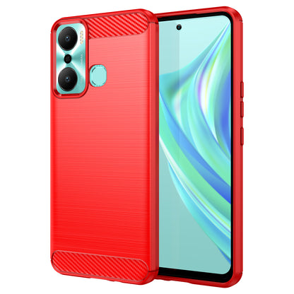 For Infinix Hot 20 Play 4G Carbon Fiber Texture Phone Case Soft TPU Brushed Surface Protective Cover