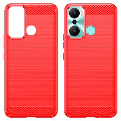 For Infinix Hot 20 Play 4G Carbon Fiber Texture Phone Case Soft TPU Brushed Surface Protective Cover