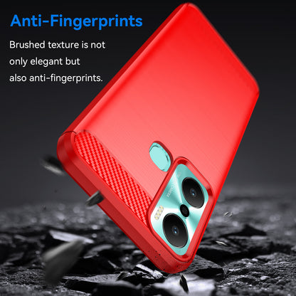 For Infinix Hot 20 Play 4G Carbon Fiber Texture Phone Case Soft TPU Brushed Surface Protective Cover