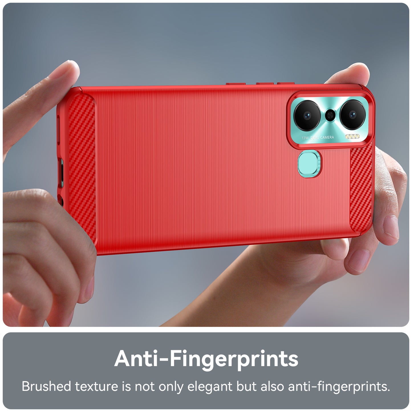 For Infinix Hot 20 Play 4G Carbon Fiber Texture Phone Case Soft TPU Brushed Surface Protective Cover