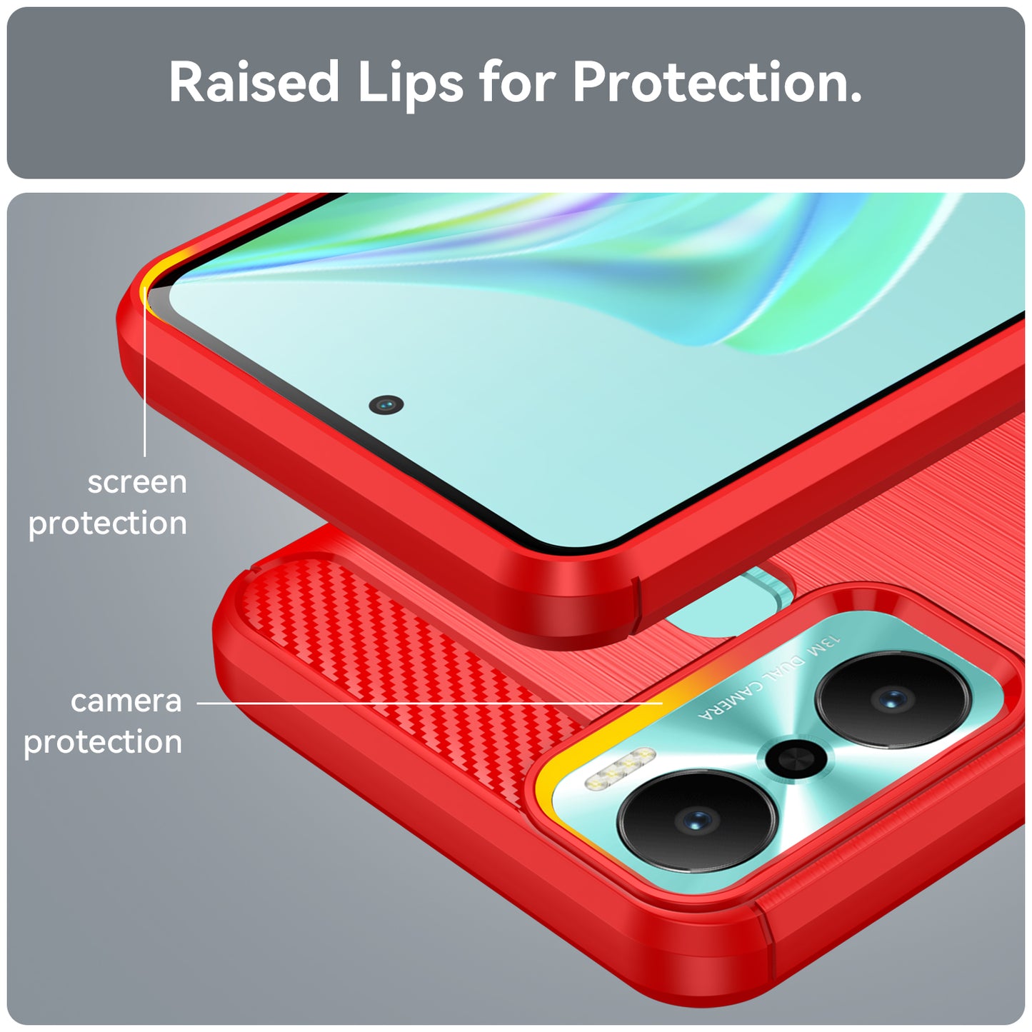 For Infinix Hot 20 Play 4G Carbon Fiber Texture Phone Case Soft TPU Brushed Surface Protective Cover