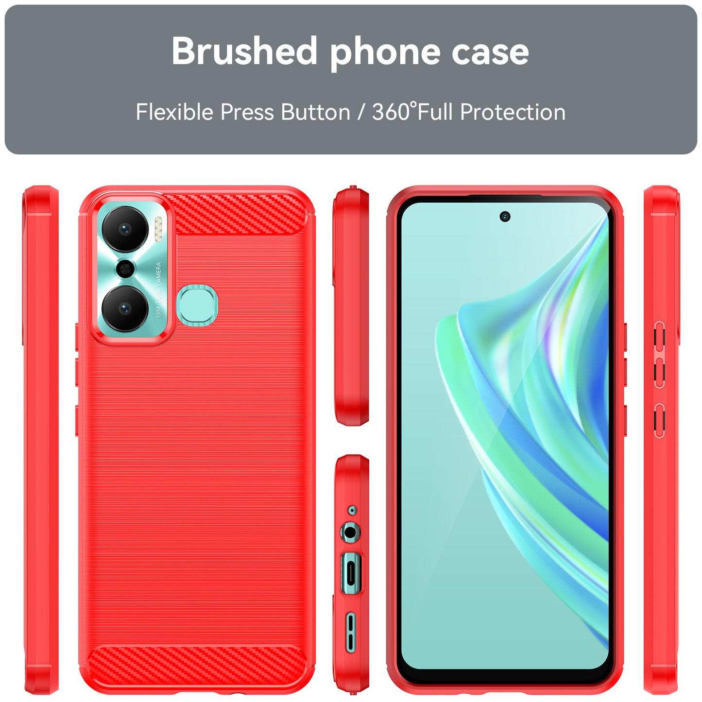 For Infinix Hot 20 Play 4G Carbon Fiber Texture Phone Case Soft TPU Brushed Surface Protective Cover