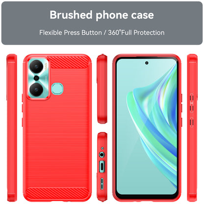 For Infinix Hot 20 Play 4G Carbon Fiber Texture Phone Case Soft TPU Brushed Surface Protective Cover