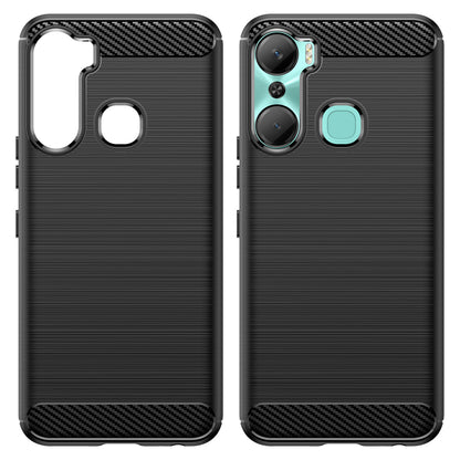 For Infinix Hot 12 Pro 4G Carbon Fiber Texture Phone Case Shockproof TPU Brushed Surface Protective Cover
