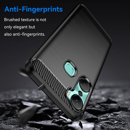 For Infinix Hot 12 Pro 4G Carbon Fiber Texture Phone Case Shockproof TPU Brushed Surface Protective Cover