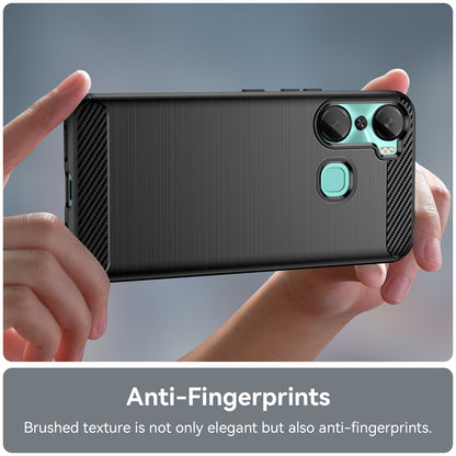 For Infinix Hot 12 Pro 4G Carbon Fiber Texture Phone Case Shockproof TPU Brushed Surface Protective Cover