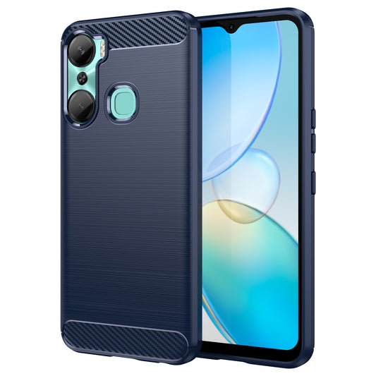 For Infinix Hot 12 Pro 4G Carbon Fiber Texture Phone Case Shockproof TPU Brushed Surface Protective Cover