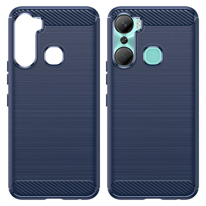 For Infinix Hot 12 Pro 4G Carbon Fiber Texture Phone Case Shockproof TPU Brushed Surface Protective Cover