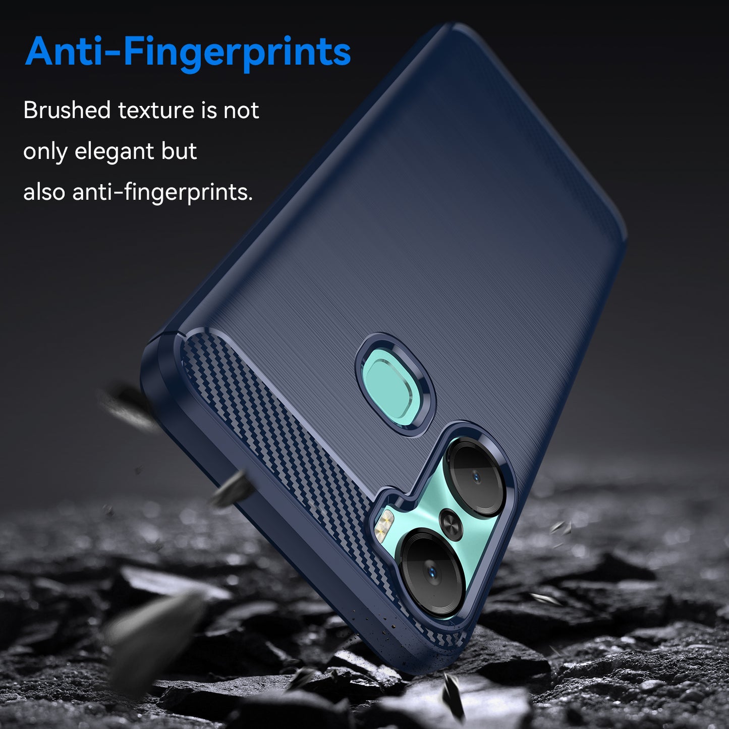 For Infinix Hot 12 Pro 4G Carbon Fiber Texture Phone Case Shockproof TPU Brushed Surface Protective Cover