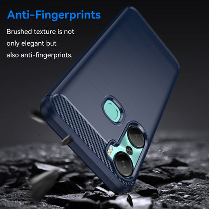 For Infinix Hot 12 Pro 4G Carbon Fiber Texture Phone Case Shockproof TPU Brushed Surface Protective Cover