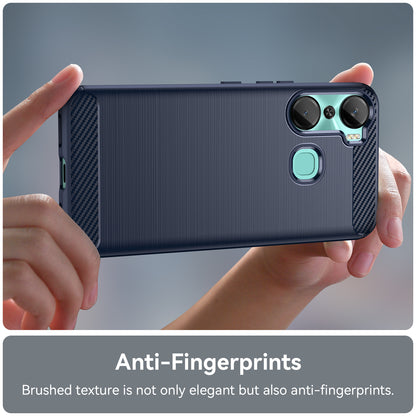 For Infinix Hot 12 Pro 4G Carbon Fiber Texture Phone Case Shockproof TPU Brushed Surface Protective Cover
