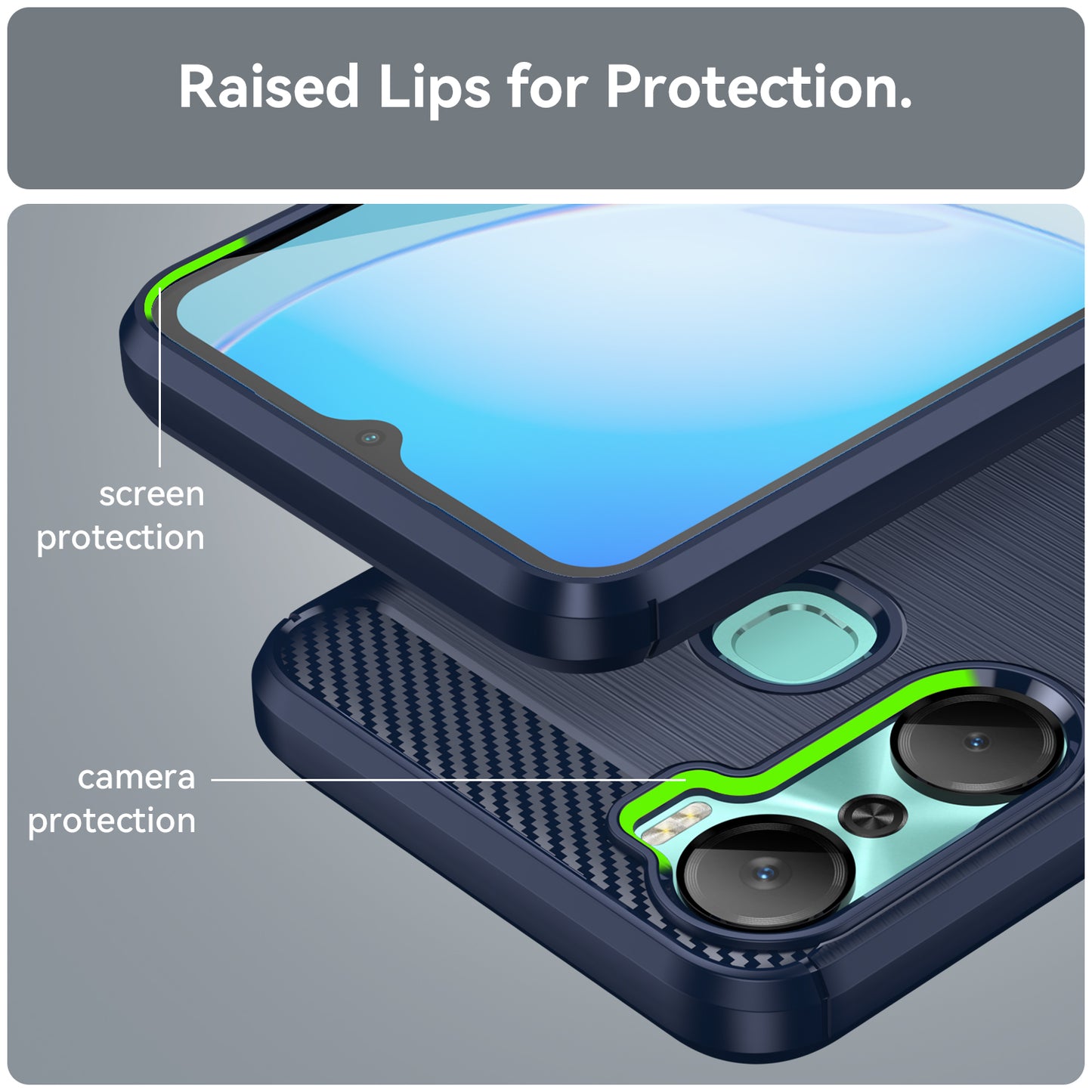 For Infinix Hot 12 Pro 4G Carbon Fiber Texture Phone Case Shockproof TPU Brushed Surface Protective Cover
