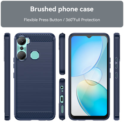 For Infinix Hot 12 Pro 4G Carbon Fiber Texture Phone Case Shockproof TPU Brushed Surface Protective Cover