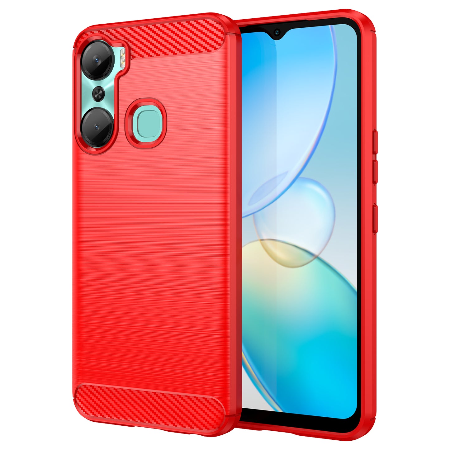 For Infinix Hot 12 Pro 4G Carbon Fiber Texture Phone Case Shockproof TPU Brushed Surface Protective Cover