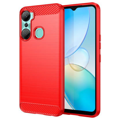For Infinix Hot 12 Pro 4G Carbon Fiber Texture Phone Case Shockproof TPU Brushed Surface Protective Cover