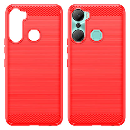 For Infinix Hot 12 Pro 4G Carbon Fiber Texture Phone Case Shockproof TPU Brushed Surface Protective Cover