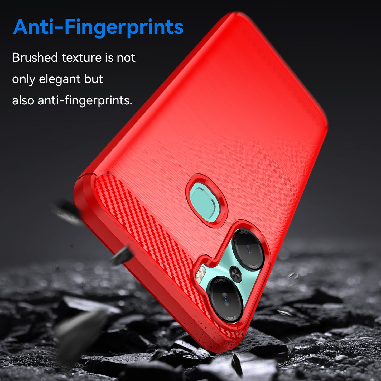 For Infinix Hot 12 Pro 4G Carbon Fiber Texture Phone Case Shockproof TPU Brushed Surface Protective Cover