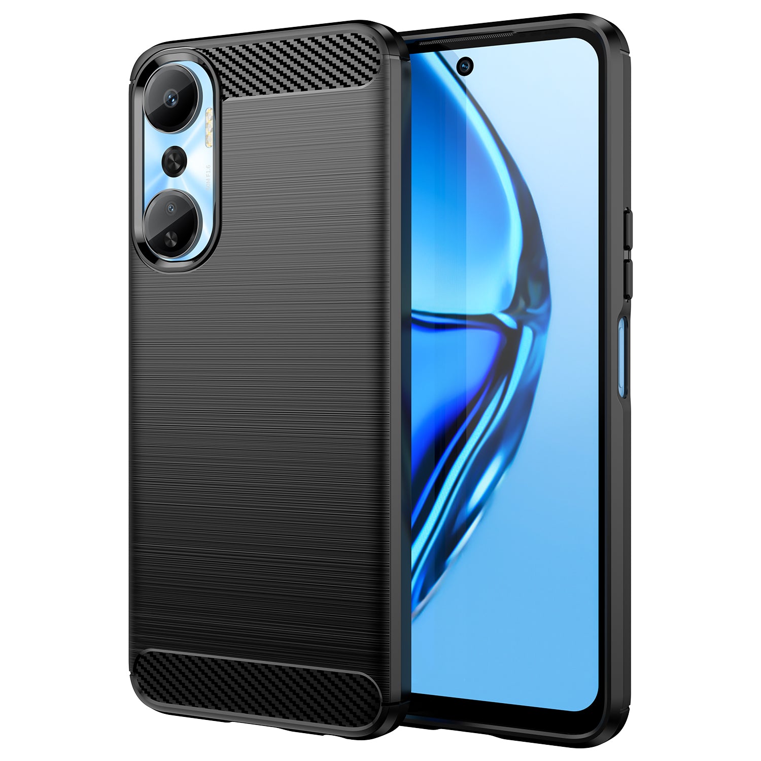 For Infinix Hot 20 4G Drop Resistant Carbon Fiber Texture Phone Case Soft TPU Brushed Surface Protective Cover
