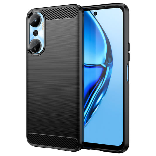 For Infinix Hot 20 4G Drop Resistant Carbon Fiber Texture Phone Case Soft TPU Brushed Surface Protective Cover