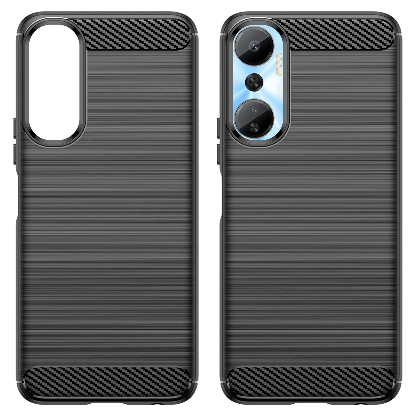 For Infinix Hot 20 4G Drop Resistant Carbon Fiber Texture Phone Case Soft TPU Brushed Surface Protective Cover