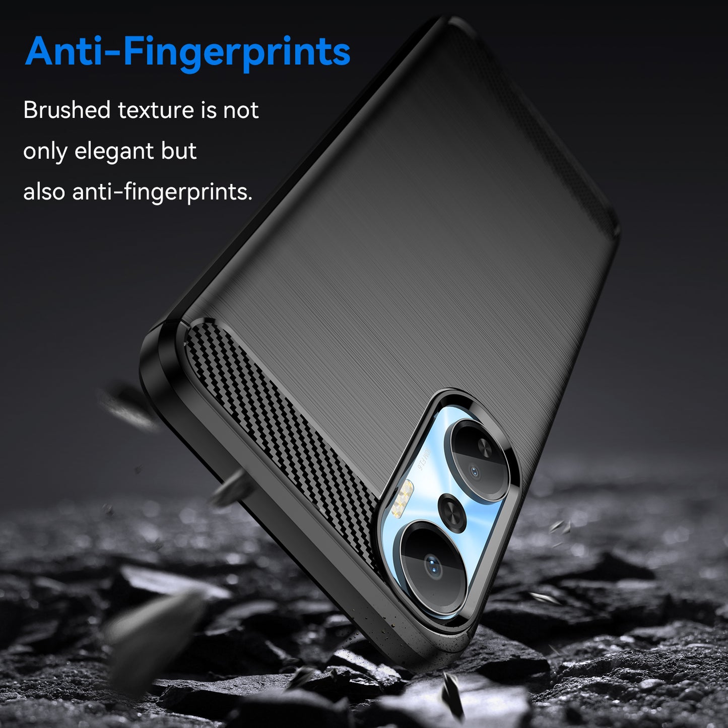 For Infinix Hot 20 4G Drop Resistant Carbon Fiber Texture Phone Case Soft TPU Brushed Surface Protective Cover