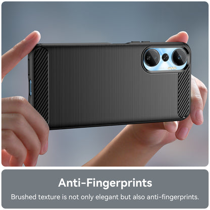 For Infinix Hot 20 4G Drop Resistant Carbon Fiber Texture Phone Case Soft TPU Brushed Surface Protective Cover