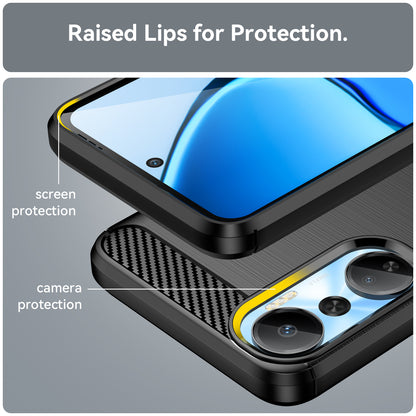 For Infinix Hot 20 4G Drop Resistant Carbon Fiber Texture Phone Case Soft TPU Brushed Surface Protective Cover