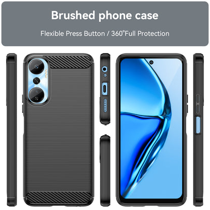 For Infinix Hot 20 4G Drop Resistant Carbon Fiber Texture Phone Case Soft TPU Brushed Surface Protective Cover