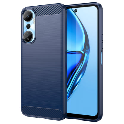 For Infinix Hot 20 4G Drop Resistant Carbon Fiber Texture Phone Case Soft TPU Brushed Surface Protective Cover