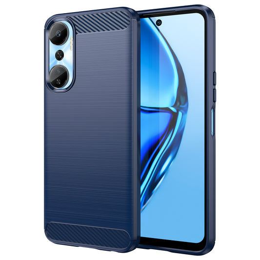 For Infinix Hot 20 4G Drop Resistant Carbon Fiber Texture Phone Case Soft TPU Brushed Surface Protective Cover