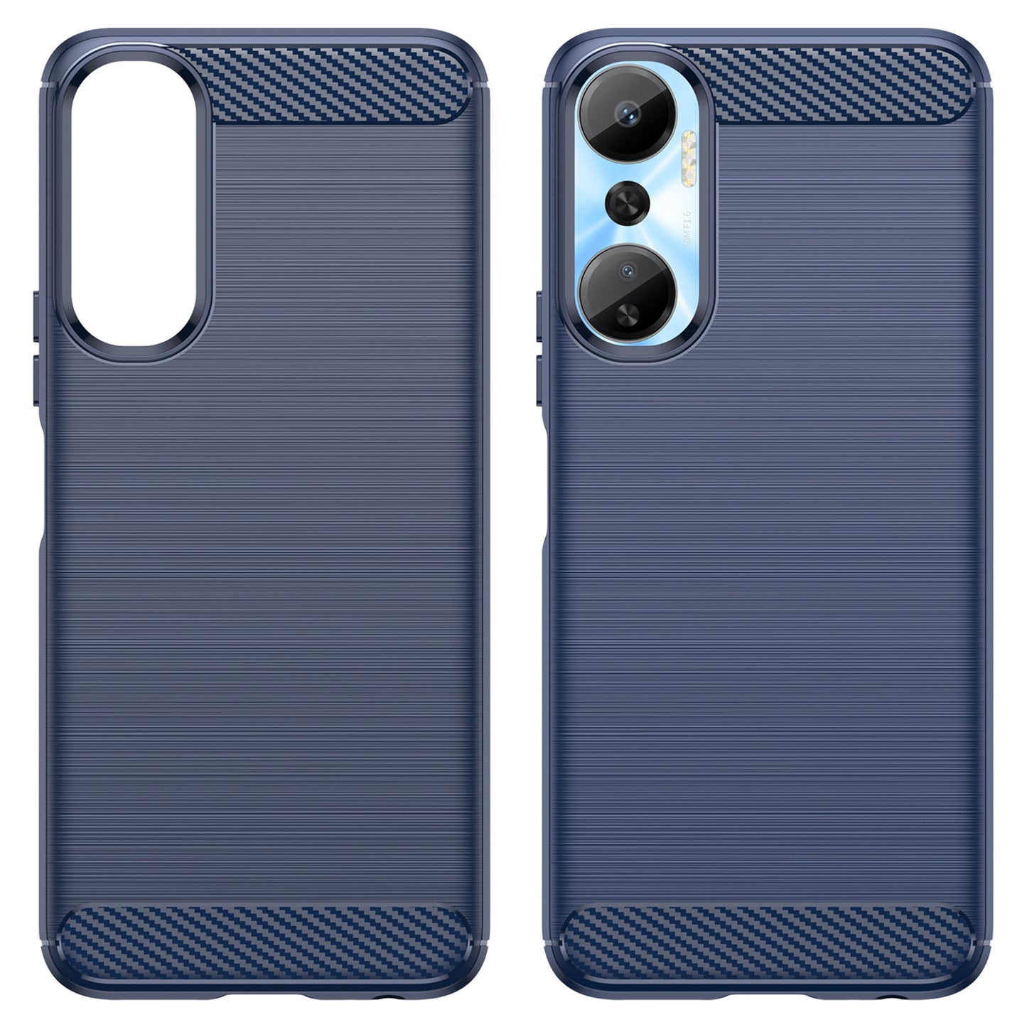 For Infinix Hot 20 4G Drop Resistant Carbon Fiber Texture Phone Case Soft TPU Brushed Surface Protective Cover