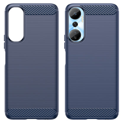 For Infinix Hot 20 4G Drop Resistant Carbon Fiber Texture Phone Case Soft TPU Brushed Surface Protective Cover