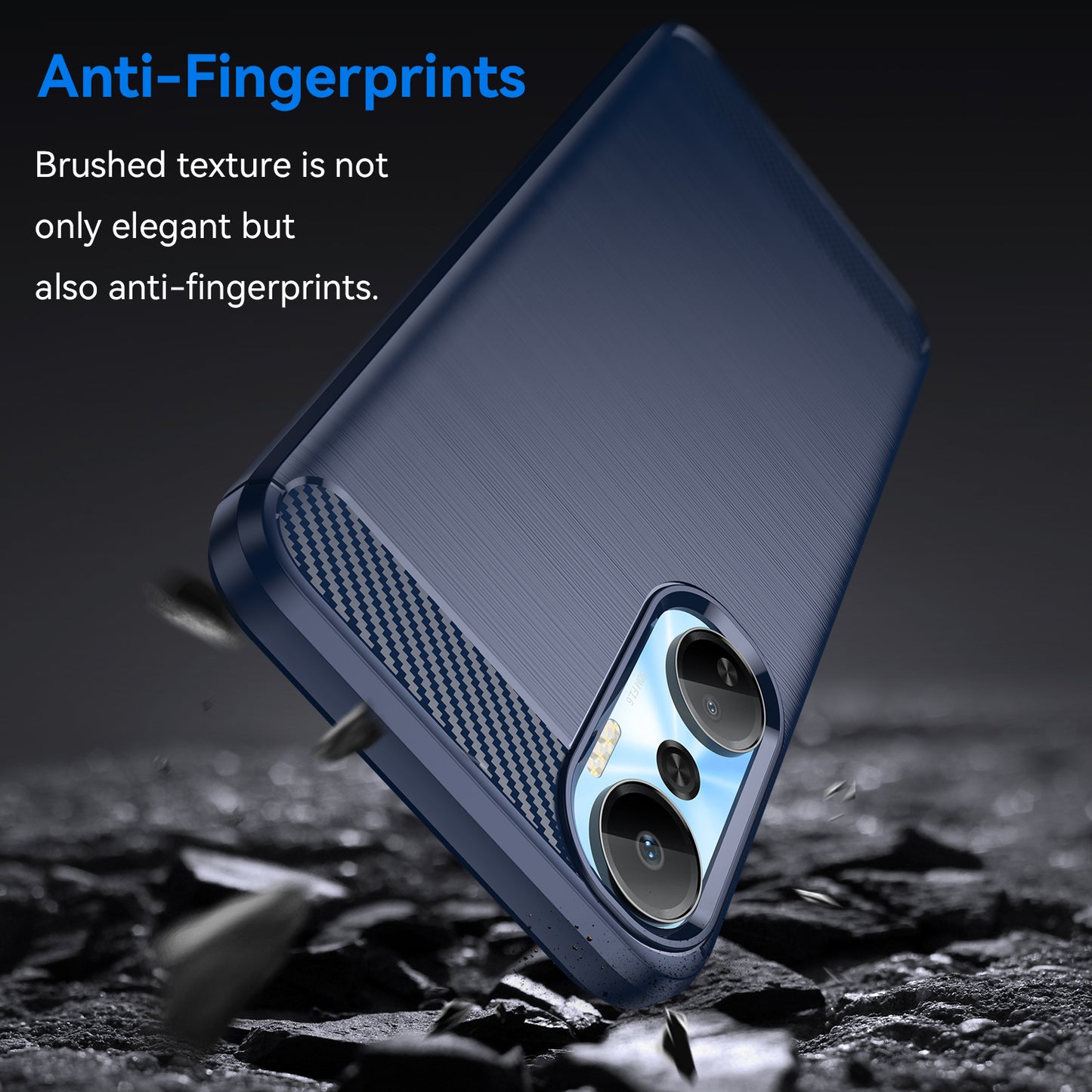 For Infinix Hot 20 4G Drop Resistant Carbon Fiber Texture Phone Case Soft TPU Brushed Surface Protective Cover