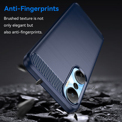 For Infinix Hot 20 4G Drop Resistant Carbon Fiber Texture Phone Case Soft TPU Brushed Surface Protective Cover
