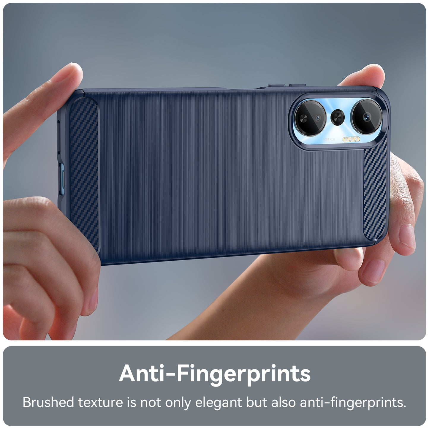 For Infinix Hot 20 4G Drop Resistant Carbon Fiber Texture Phone Case Soft TPU Brushed Surface Protective Cover