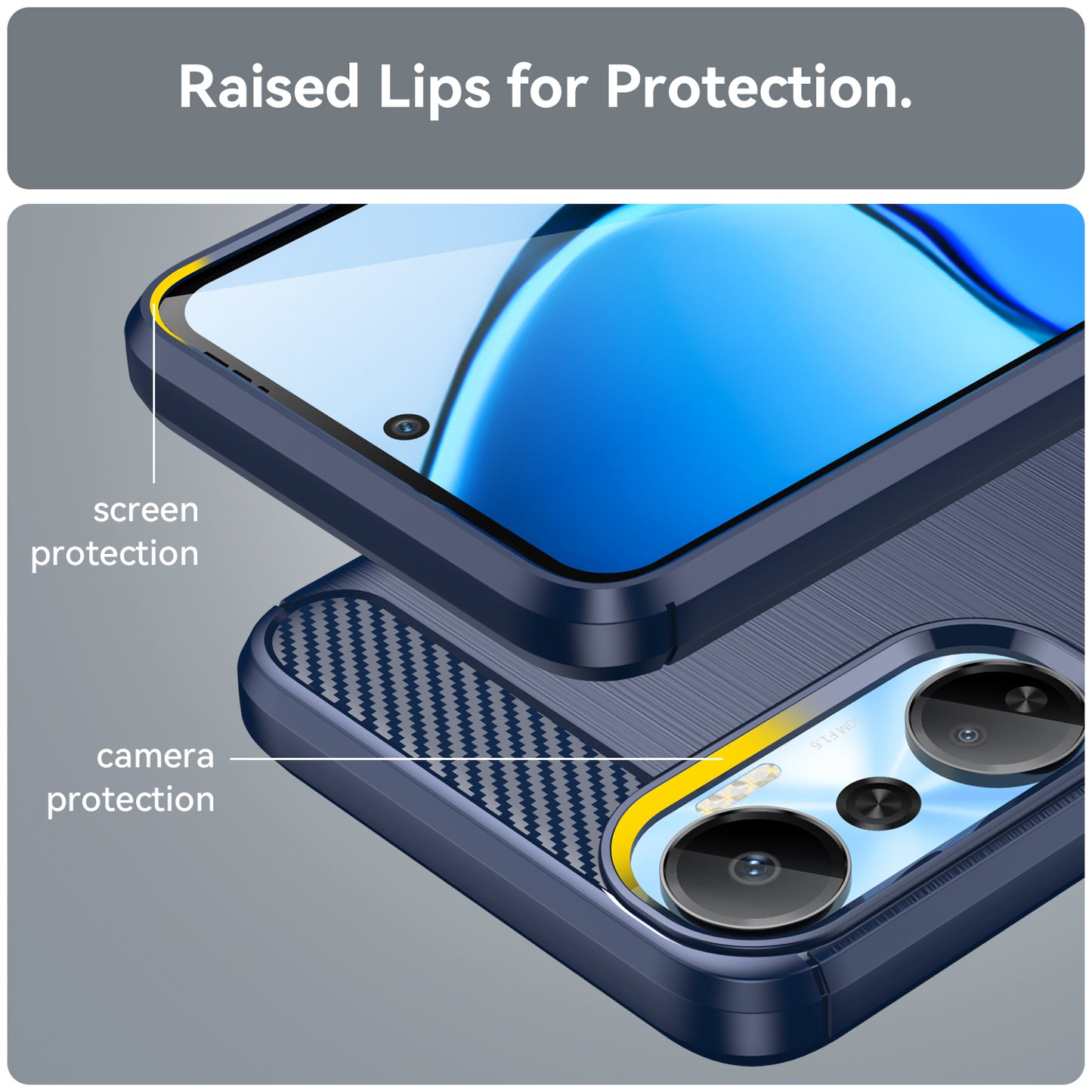 For Infinix Hot 20 4G Drop Resistant Carbon Fiber Texture Phone Case Soft TPU Brushed Surface Protective Cover