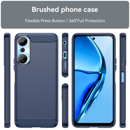 For Infinix Hot 20 4G Drop Resistant Carbon Fiber Texture Phone Case Soft TPU Brushed Surface Protective Cover