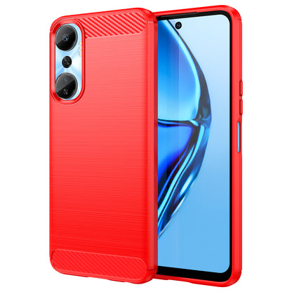 For Infinix Hot 20 4G Drop Resistant Carbon Fiber Texture Phone Case Soft TPU Brushed Surface Protective Cover