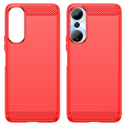 For Infinix Hot 20 4G Drop Resistant Carbon Fiber Texture Phone Case Soft TPU Brushed Surface Protective Cover