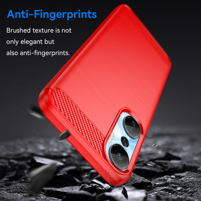 For Infinix Hot 20 4G Drop Resistant Carbon Fiber Texture Phone Case Soft TPU Brushed Surface Protective Cover