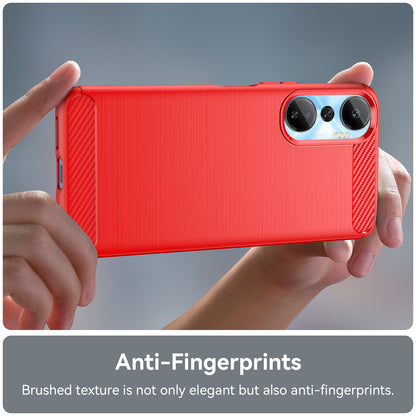 For Infinix Hot 20 4G Drop Resistant Carbon Fiber Texture Phone Case Soft TPU Brushed Surface Protective Cover