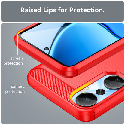 For Infinix Hot 20 4G Drop Resistant Carbon Fiber Texture Phone Case Soft TPU Brushed Surface Protective Cover