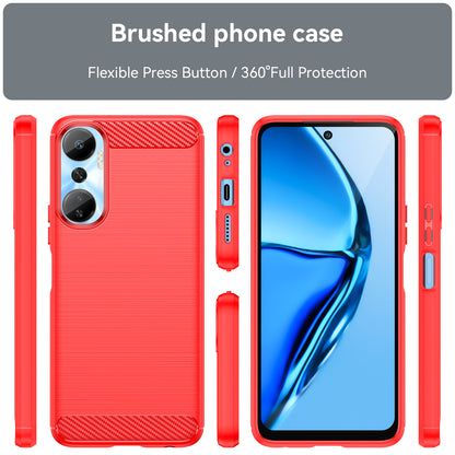 For Infinix Hot 20 4G Drop Resistant Carbon Fiber Texture Phone Case Soft TPU Brushed Surface Protective Cover